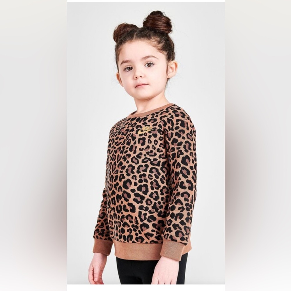 Nike Girls' Toddler Sportswear Leopard Crewneck Sweatshirt and Leggings Set